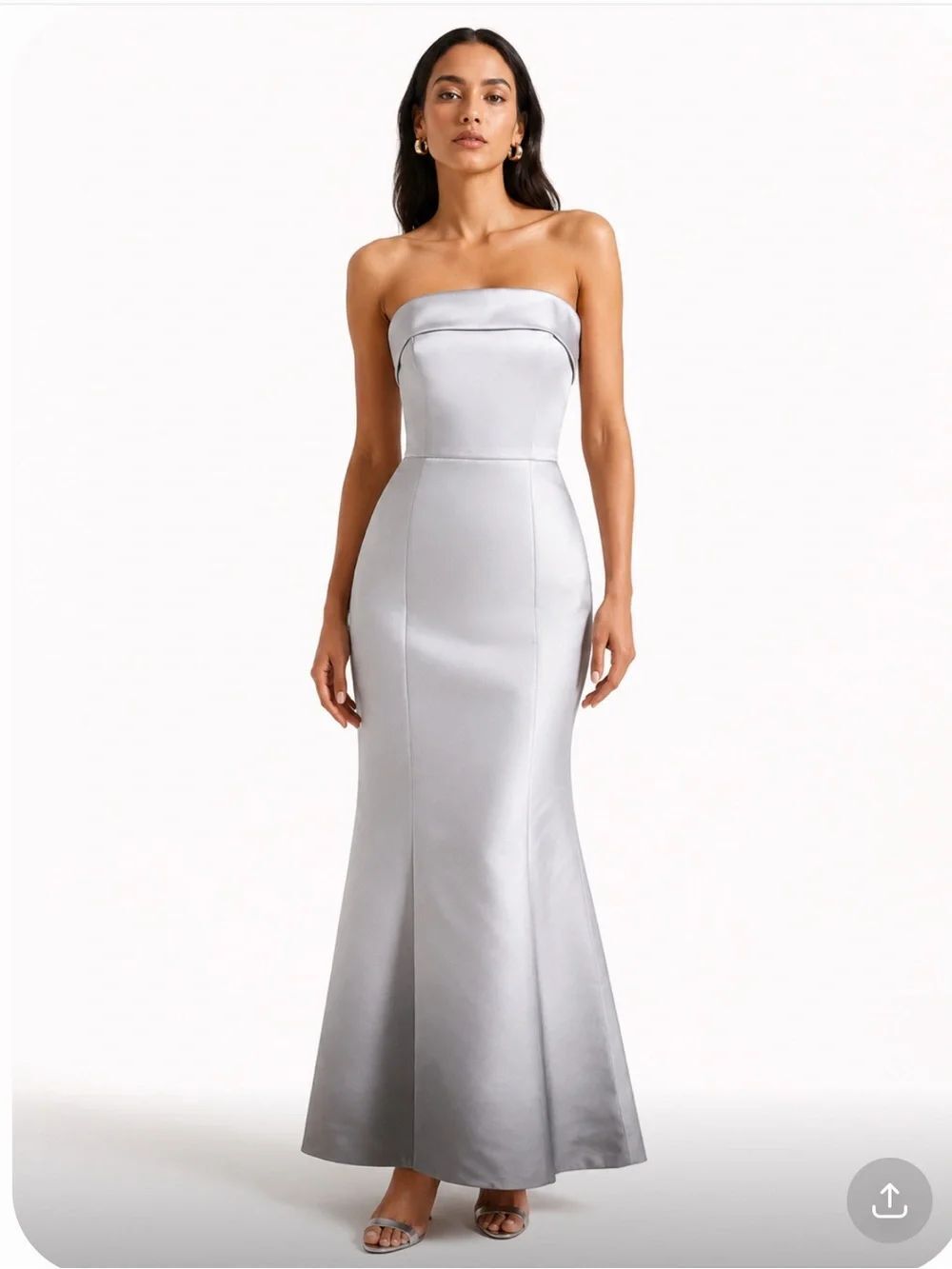 AMSALE Strapless Gray Wedding Bridesmaid Mermaid Gown Size 6